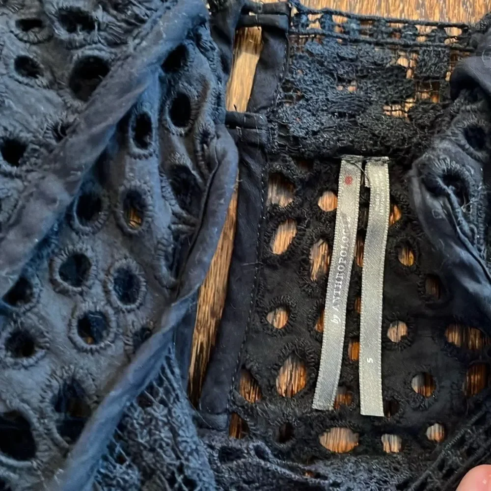 By Anthropologie size Small Black Top Victorian Cutwork Blouse